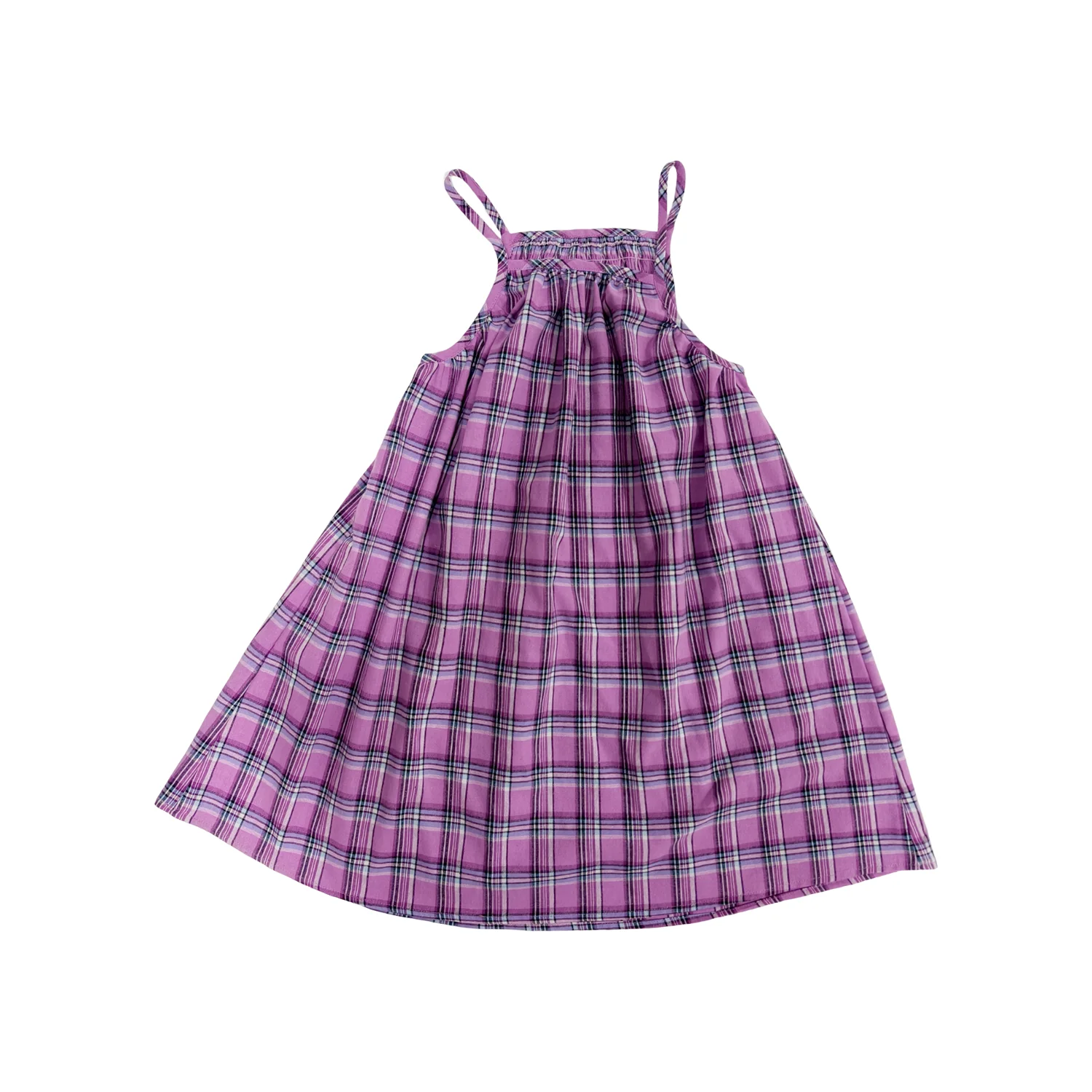 Girls Strap Cute Dress Sleeveless Grid Princess Dress Kids 100% Cotton Cute Ruffle Dress - Image 4