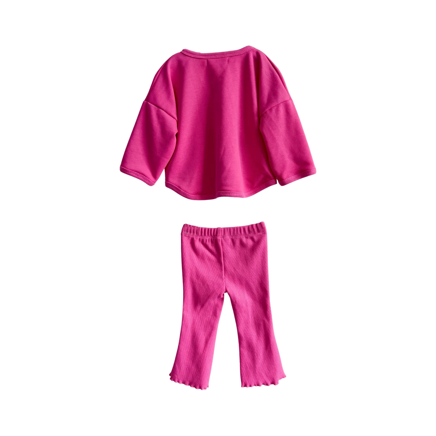 Custom Soft Girls' Set Smooth and Soft Solid-color Long-sleeved Suit Spring Long Sleeve T-Shirt Pants Baby Two-piece Clothing - Image 2