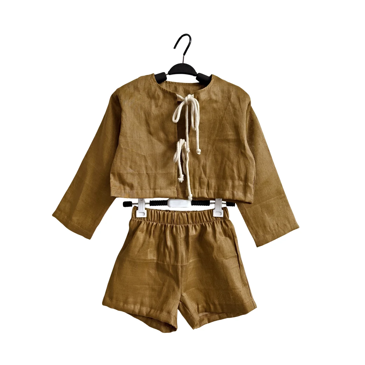 Summer Linen Set for Kids Long-Sleeved and Cool Breathable High-End and Simple Design Close-Fitting and Soft Baby Clothing - Image 2