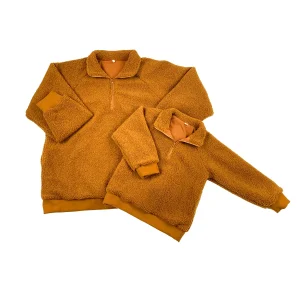 Custom Mommy and Me Sherpa Outfit Fleece Winter Warm Cotton Knit Lining Outdoor Coat