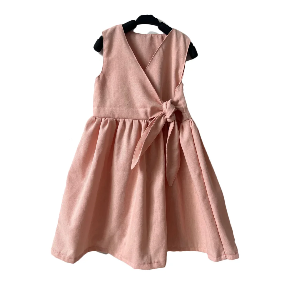 Great Quality Linen Cotton Sleeveless Custom Color Breathable Girl Dresses for Summer - Image 5