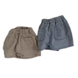 INS  Children's Baby Summer Cotton Thin Solid  Jeans Vintage Shorts Toddler Baby Kids Jeans Pants Boys