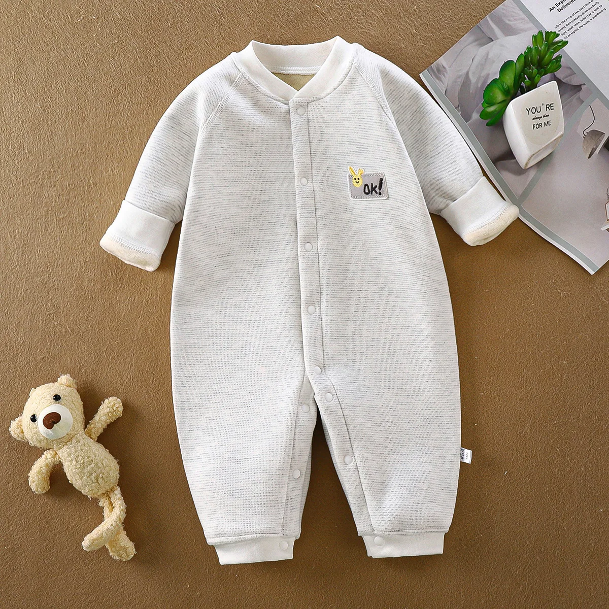 Baby Warm-up Set Baby Romper Baby Warm-up One-piece Suit Pullover and Pants One-piece Dress New Autumn and Winter Baby Clothes - Image 3