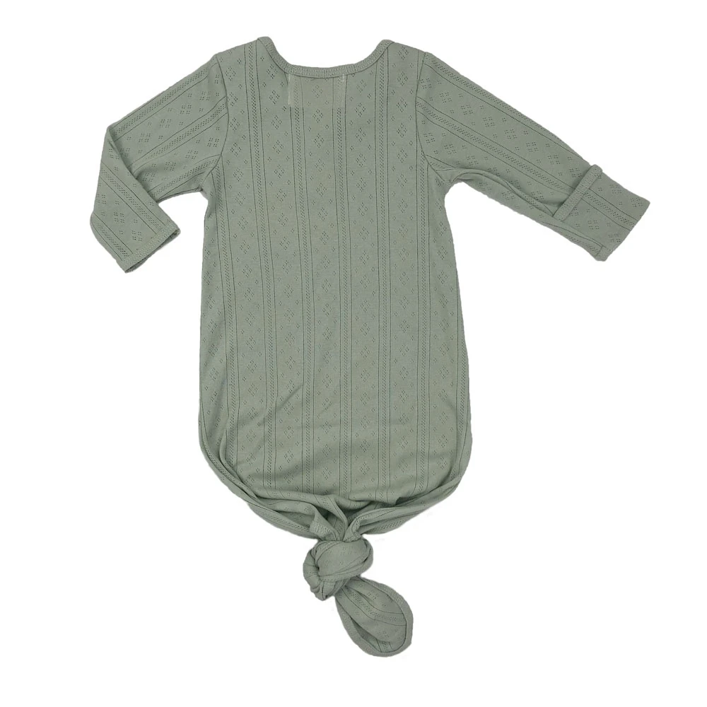 Wholesale Infant Baby Cotton Knotted Gown Pajamas Long Fold Newborn Baby Jacquard Ribbed Sleeping Bag - Image 2