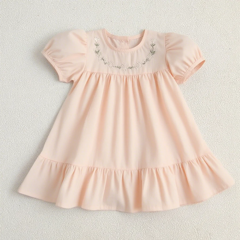 Hot Sale High Quality Elegant Cotton Dress for Girls Sophisticated and Dynamic Design with Sweet and Cute Short Sleeves - Image 5