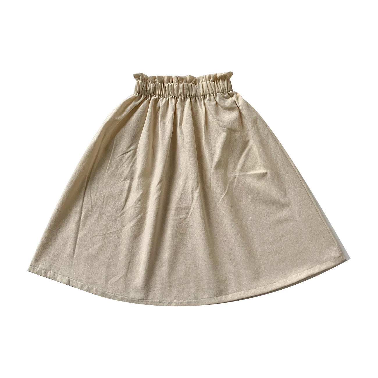 Custom Solid Color Cotton Linen Summer Skirt Length Casual Kids Baby Girls Half Length Skirt - Image 3