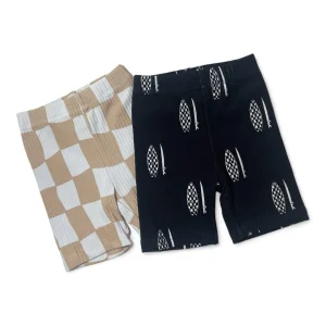 Summer Custom Patttern Checkerboard Toddler Unisex Boys Girls Ribbed Biker Shorts Baby Cute Shorts