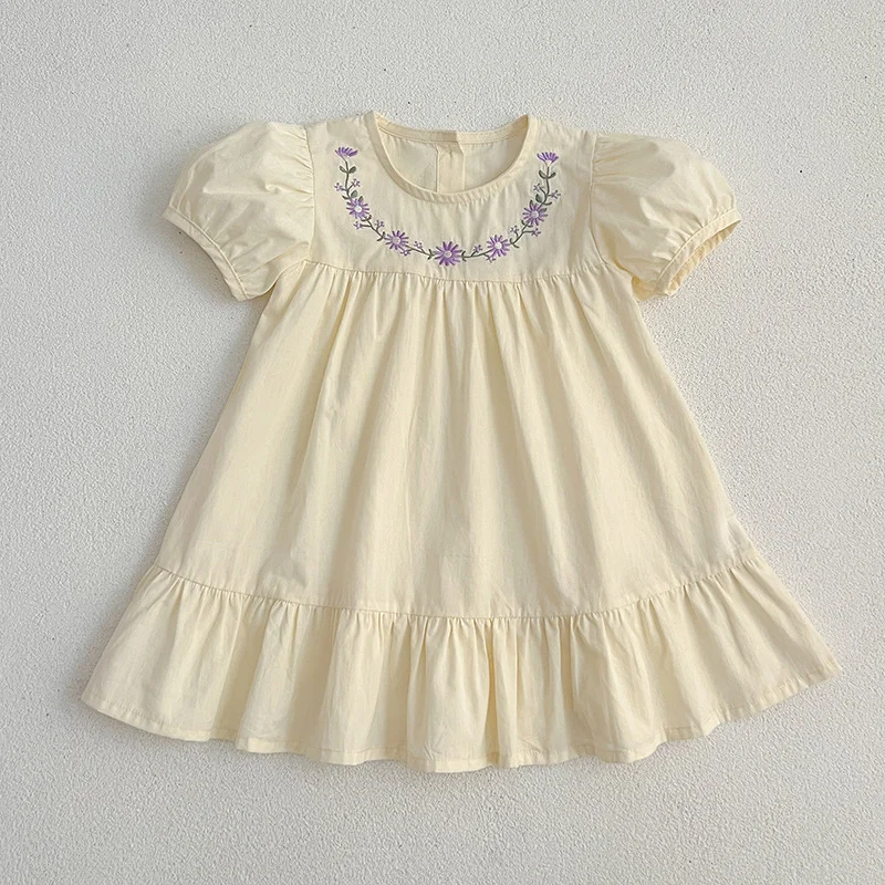 Hot Sale High Quality Elegant Cotton Dress for Girls Sophisticated and Dynamic Design with Sweet and Cute Short Sleeves - Image 2