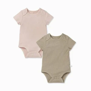 Neutral Newborn Blank Rib Cotton Onesie Solid Basic Rompers Customized Baby Short Sleeve Ribbed Bodysuit