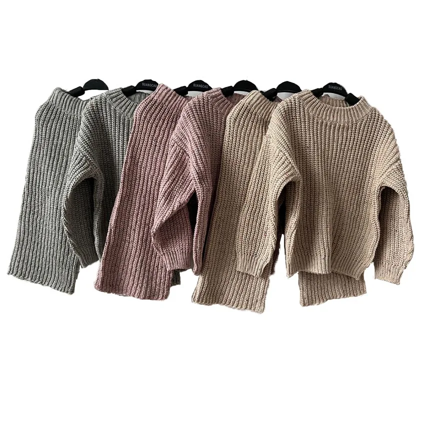 Speckled Custom Toddler Baby Long Sleeve Pullover Sweater Jumper and Pants 100% Cotton Knitwear Set - Image 2