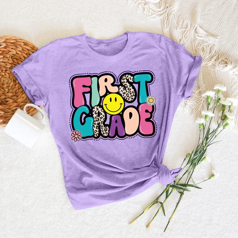 Summer Fashionable Trendy Short Cotton T-Shirt for Kids Cute and Sweet Rainbow-Themed for Back-to-School Season - Image 5