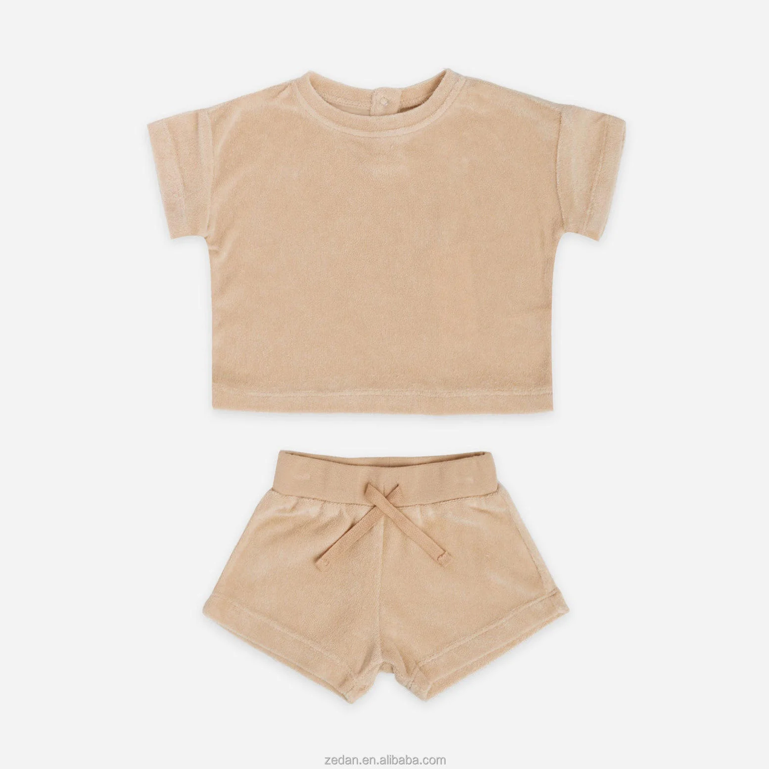 Wholesale Organic Terry Baby Clothing Sets Stripe & Plain Soft Unisex 2-Piece Toddler Summer Outfits Quick Dry Breathable - Image 4