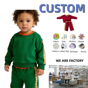 OEM Kids Clothes Set Toddler Clothes Solid Color Long Sleeve Crewneck Sweatshirt Top Casual Pants Set 2Pcs Fall Winter Outfits