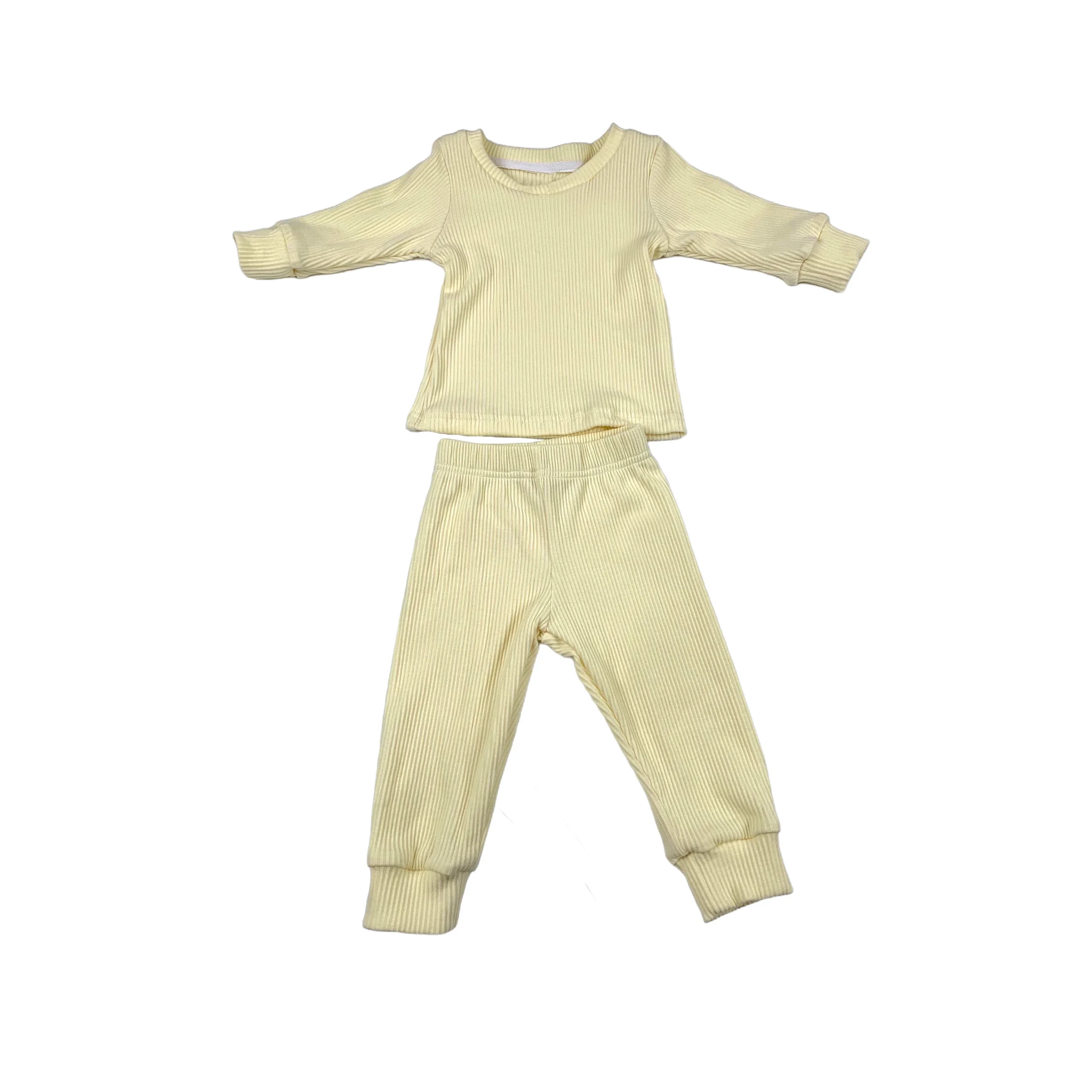 Toddler Ribbed Jogger Set Neutral Boys Girls Two Piece Outfit Set Crewneck and Pants Kids Tracksuit - Image 3