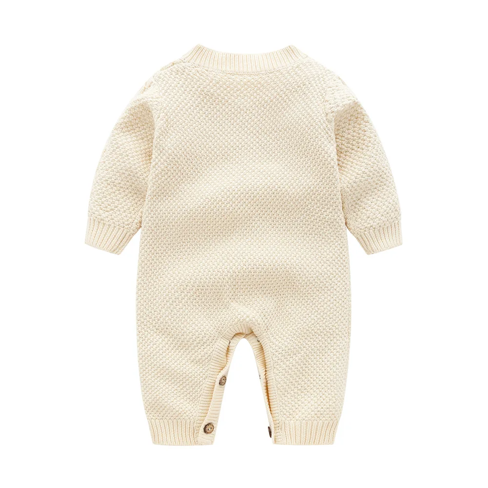 Hot Sale Wholesale Baby Onesie Solid Color Front Snap Knit Onesie Hairball Hats Cotton Thread Baby Romper - Image 5