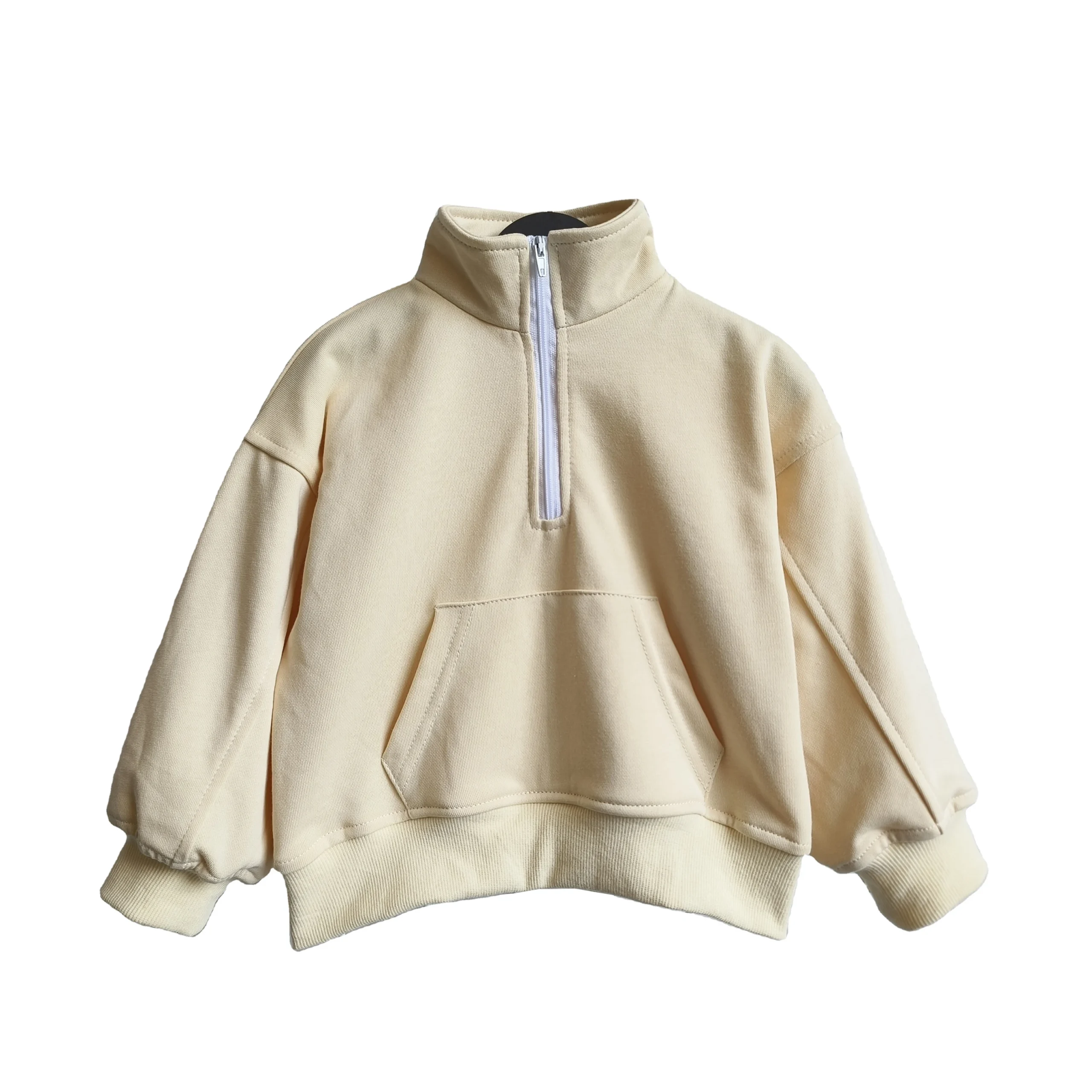 Kids Half Zip Sweatshirt Autumn Baby Long Sleeve Pocket Cotton Sporty Jumper Casual Zipped Pullover