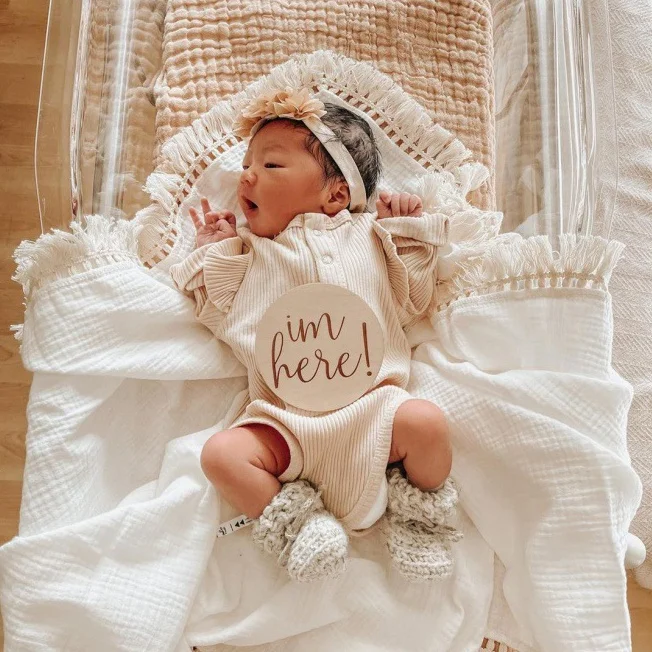 Rts or Custom Tassel Soft Baby 100% Cotton Muslin Swaddle Blankets Shower Gift