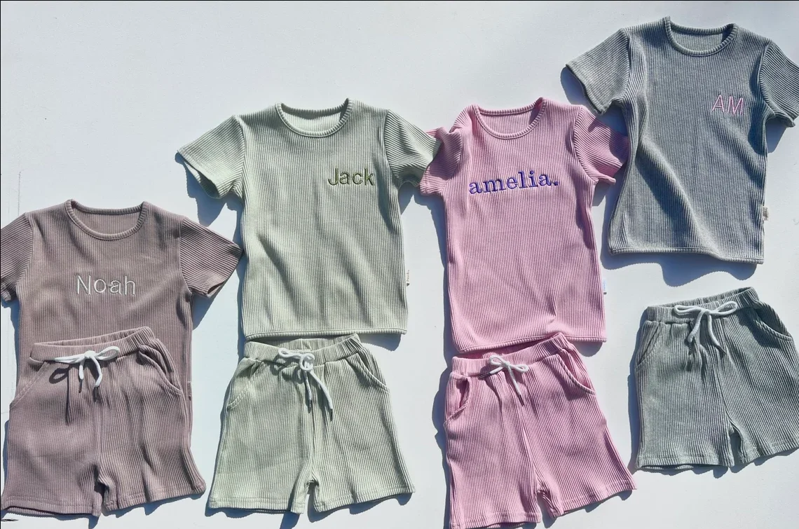 Summer Personalised Child Ribbed Sets Gender Neutral Baby Clothing Set - Image 5