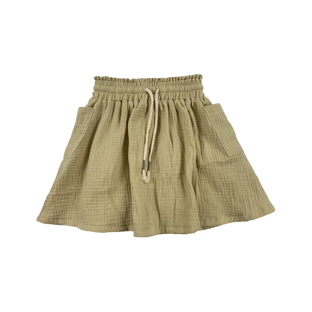 Top Selling Crepe/muslin Cotton Custom Cotton Short Skirt One-piece Girls Skirts with Pocket for Summer
