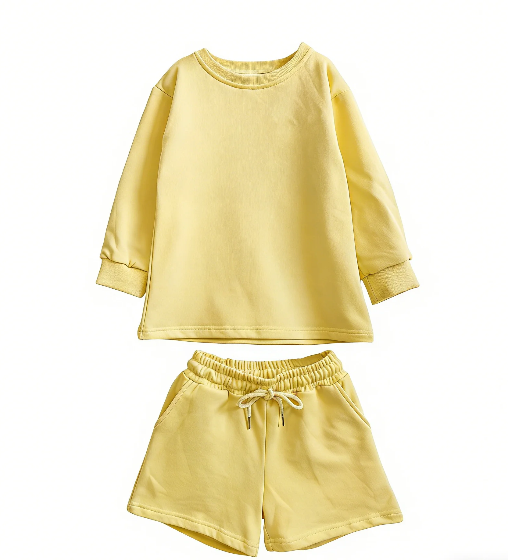 Custom Parent-child Outfit 100% Cotton Fleece Parent-Child Matching Set Oversized Long Sleeve Top and Shorts Family Loungewear - Image 6