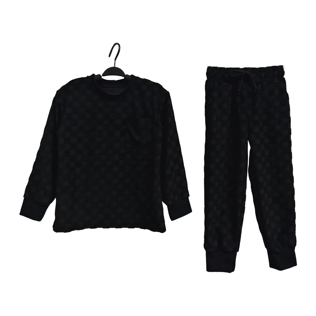 Comfortable Kids Clothes Set Checkerboard Towel Cloth Set Casual Spring Long Sleeve T-Shirt Pants Baby Clothing Set for 0-8T - Image 3