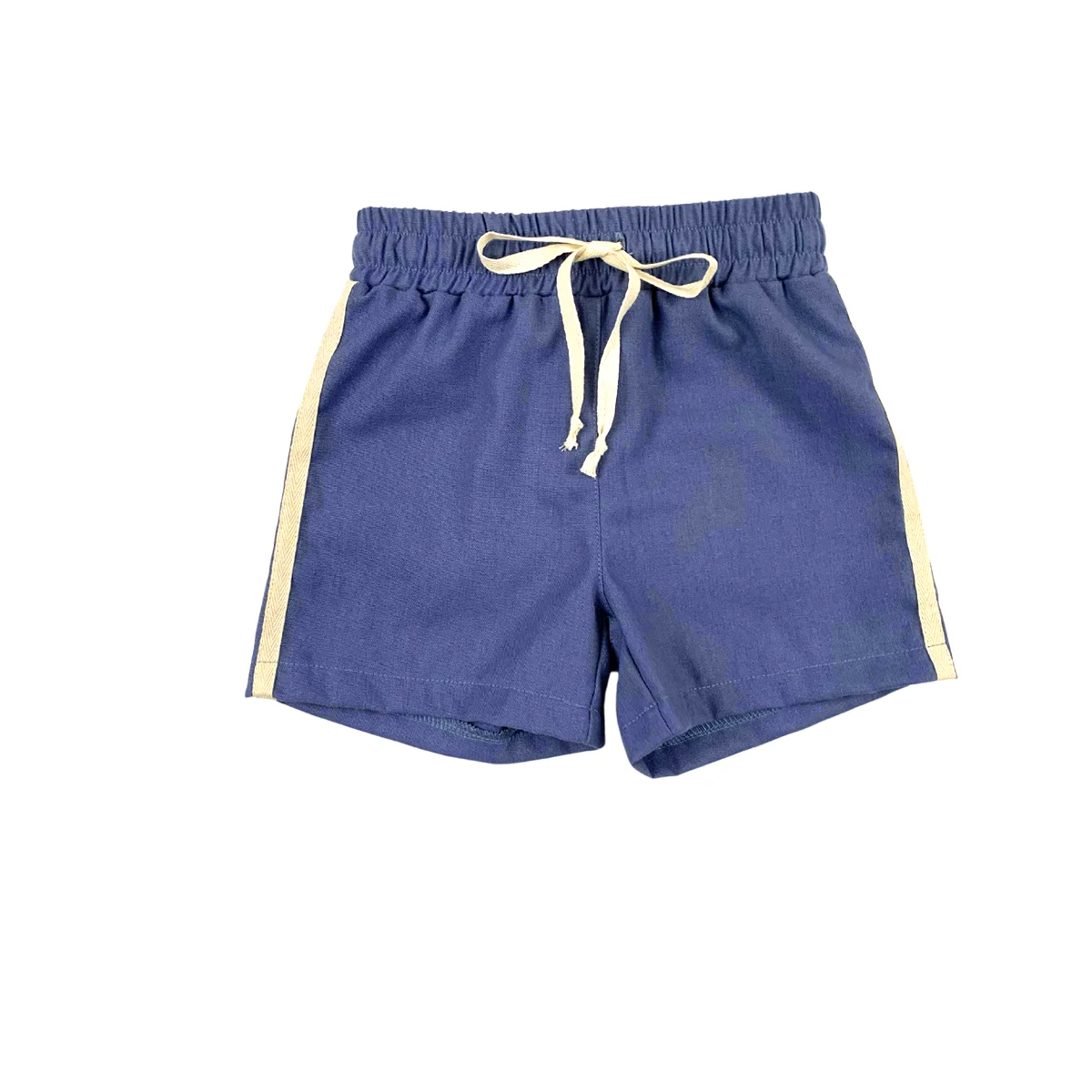 Good Quality Linen Cotton Color Block Straight Pants Breathable Drawstring Baby Shorts for Summer
