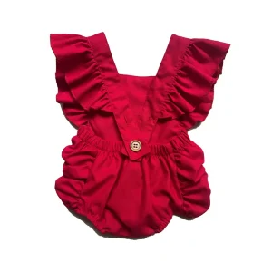 Red Jumpsuits Baby Girl One-piece Baby Cute Princess Baby Blank Rompers Organic Knit Cotton Romper