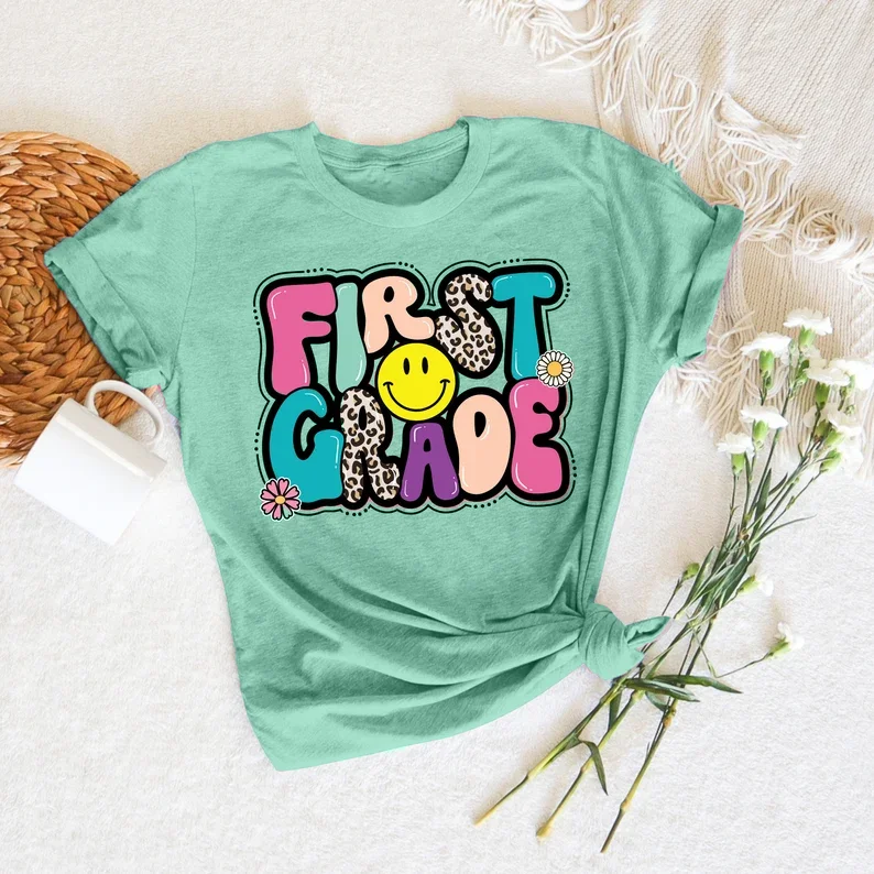 Summer Fashionable Trendy Short Cotton T-Shirt for Kids Cute and Sweet Rainbow-Themed for Back-to-School Season - Image 6