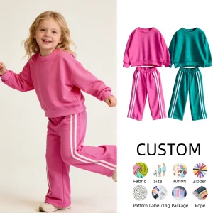 OEM Kids Clothes Set Toddler Baby Boy Girl Clothes Solid Tshirt Long Sleeve Top Pants 2PCS Summer Baby Outfit Set Sweatsuit