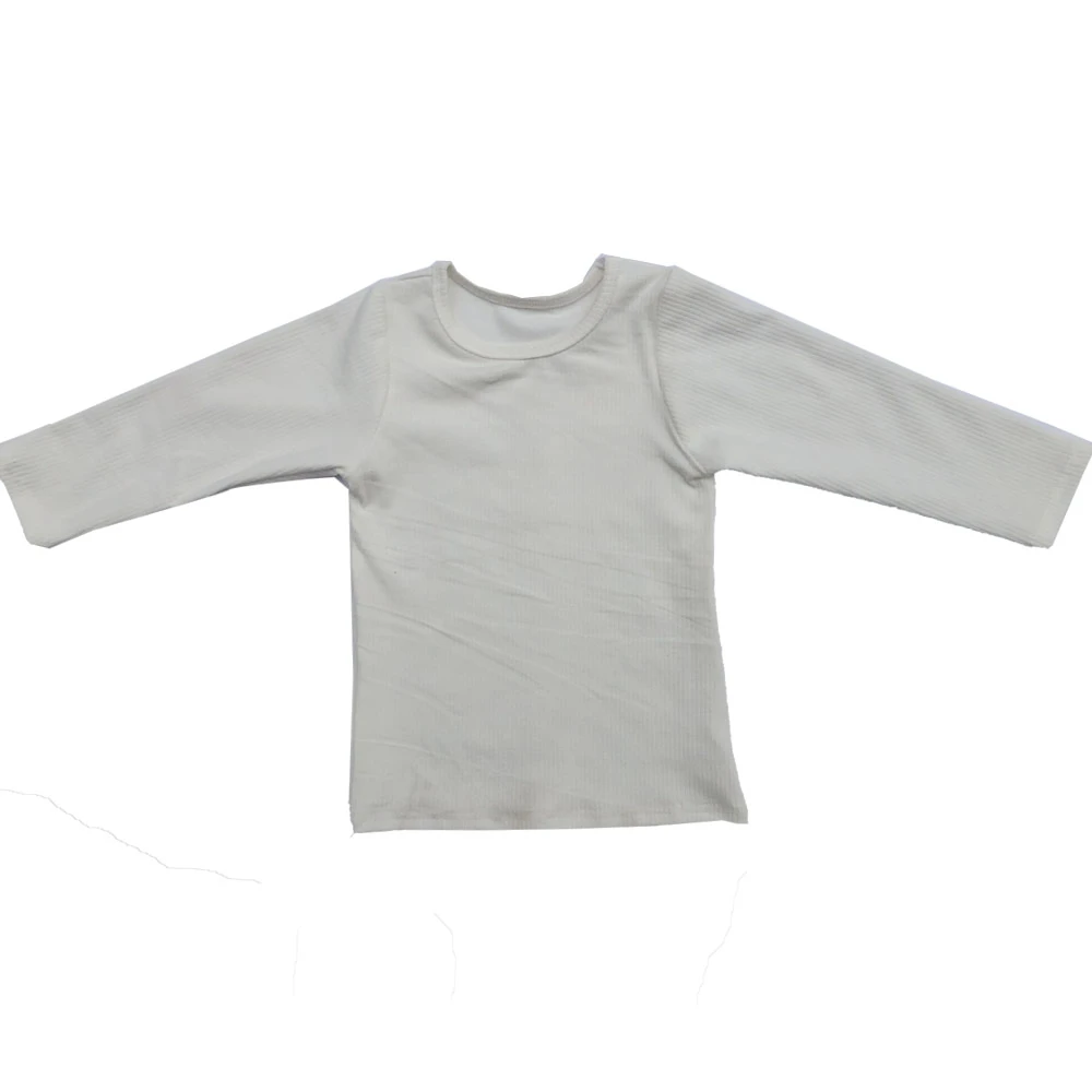 Toddler Baby Warm Blouse Shirt 2024 Solid Color Kid Boys Plain Long Sleeve Rib Cotton t Shirt - Image 5
