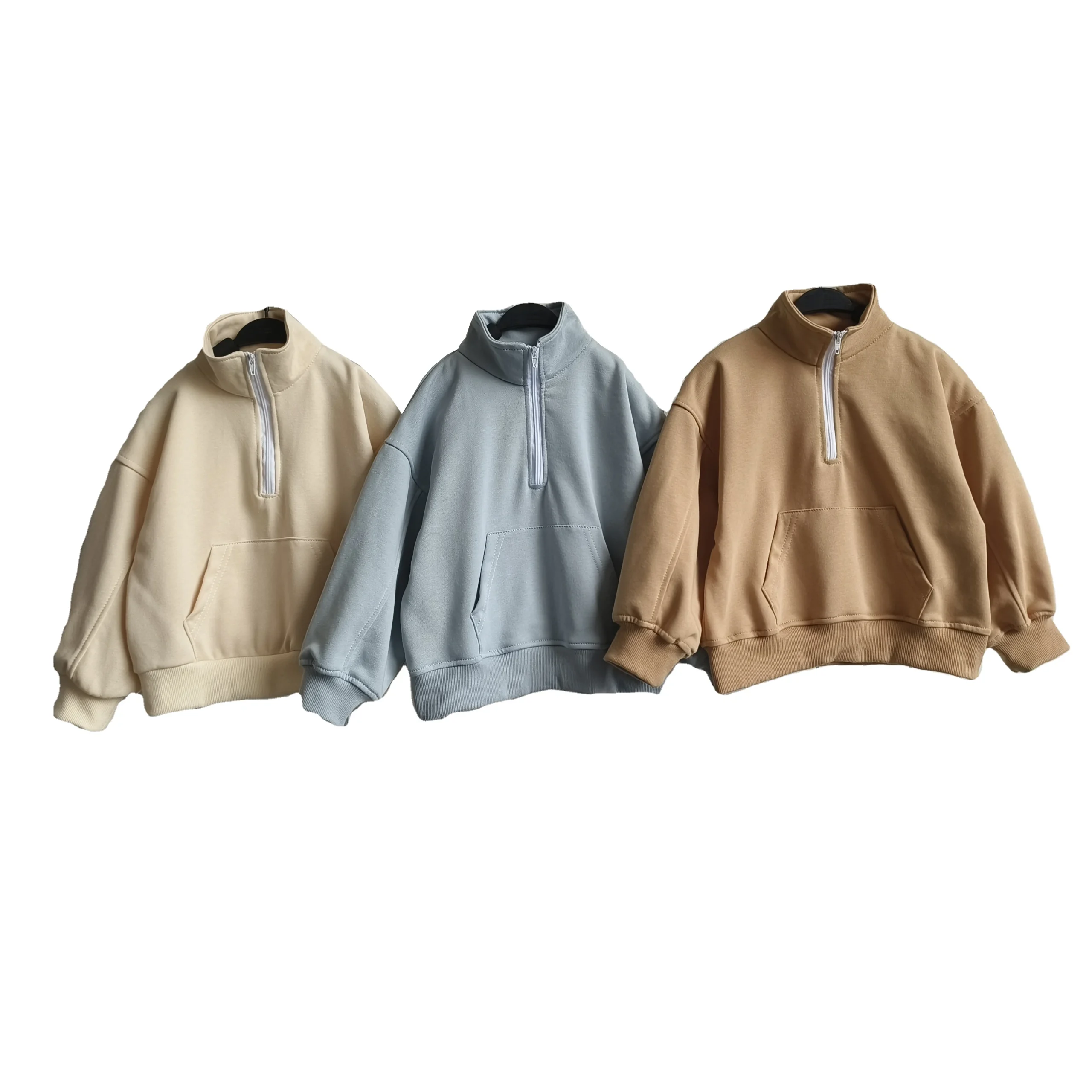 Kids Half Zip Sweatshirt Autumn Baby Long Sleeve Pocket Cotton Sporty Jumper Casual Zipped Pullover - Image 4