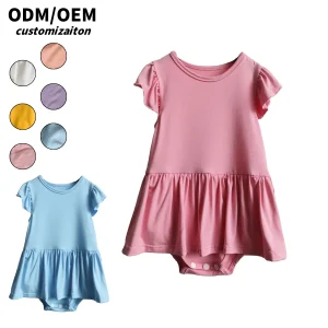 Dynamic and Fashionable Summer Kids' Bamboo Fiber Jumpsuit Bright-Colored Short-Style Design Trendy Individual Baby Rompers