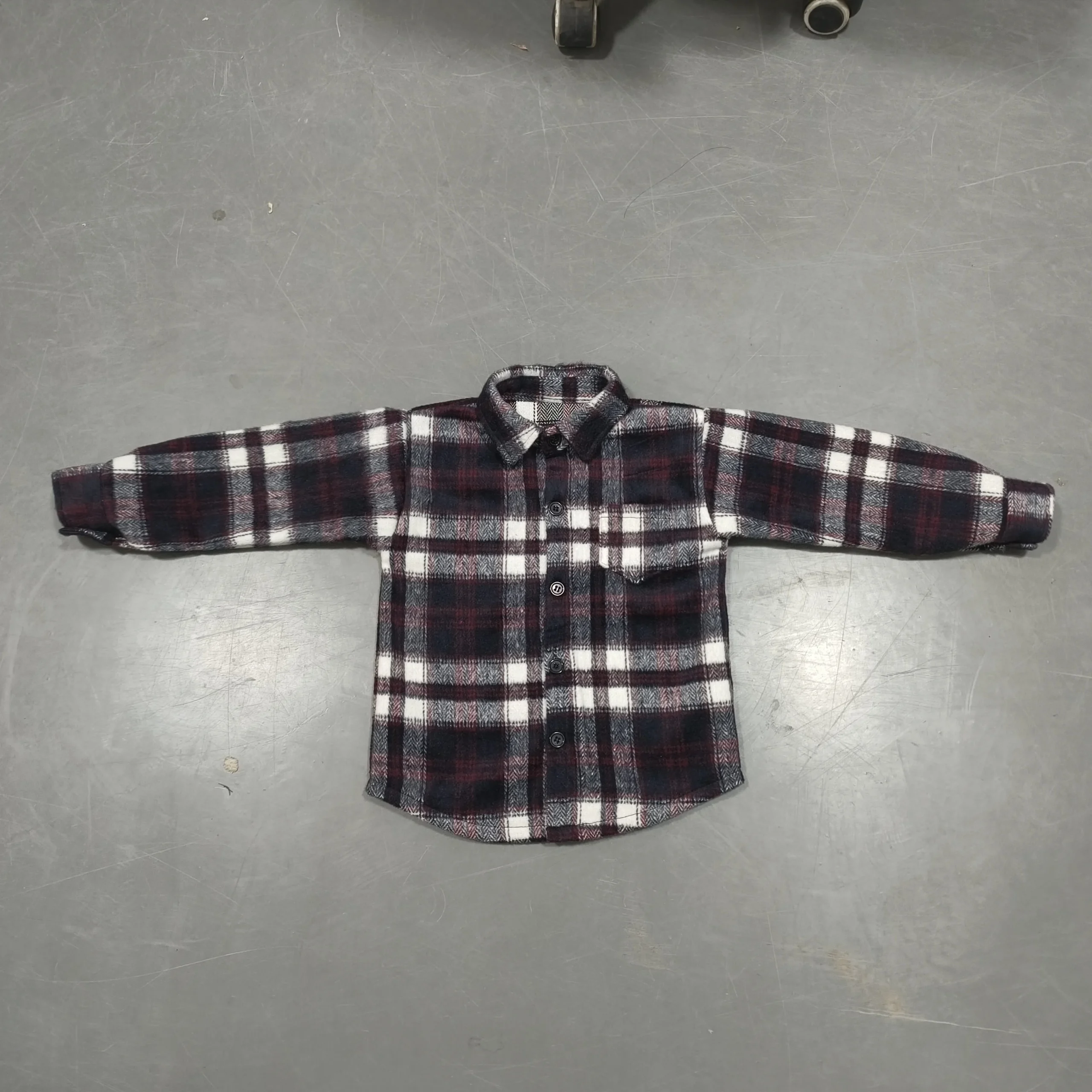 Classic Design Plaid Pattern Woolen Fabrics Custom Size Single Button Baby Coats for Winter - Image 6