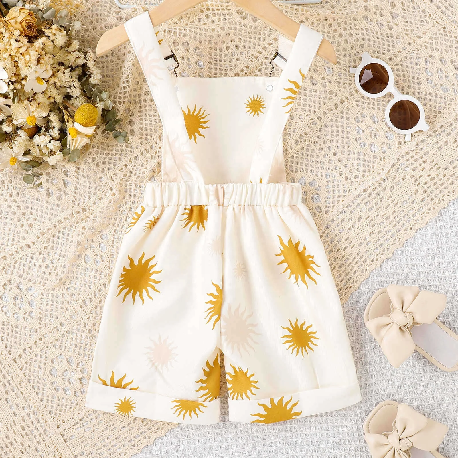 RTS Baby Toddler Girl Overalls Flower Sun and Cow Print Summer Short Overalls - Image 3