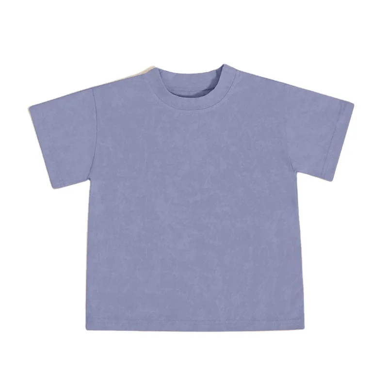 New Design Sweater Cotton Wax Dyed Solid Color Fallow Baby T-shirt for Boys and Girls - Image 5