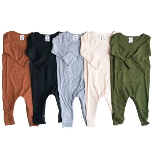 Custom Waffle Unisex Autumn Baby Jumpsuit Long Sleeve Zipper Crotch Design Infant Colorful Baby Romper