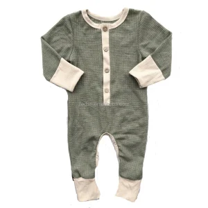 New Design Waffle Cotton Custom Pattern Sleeveless Overall Baby Rompers for Summer