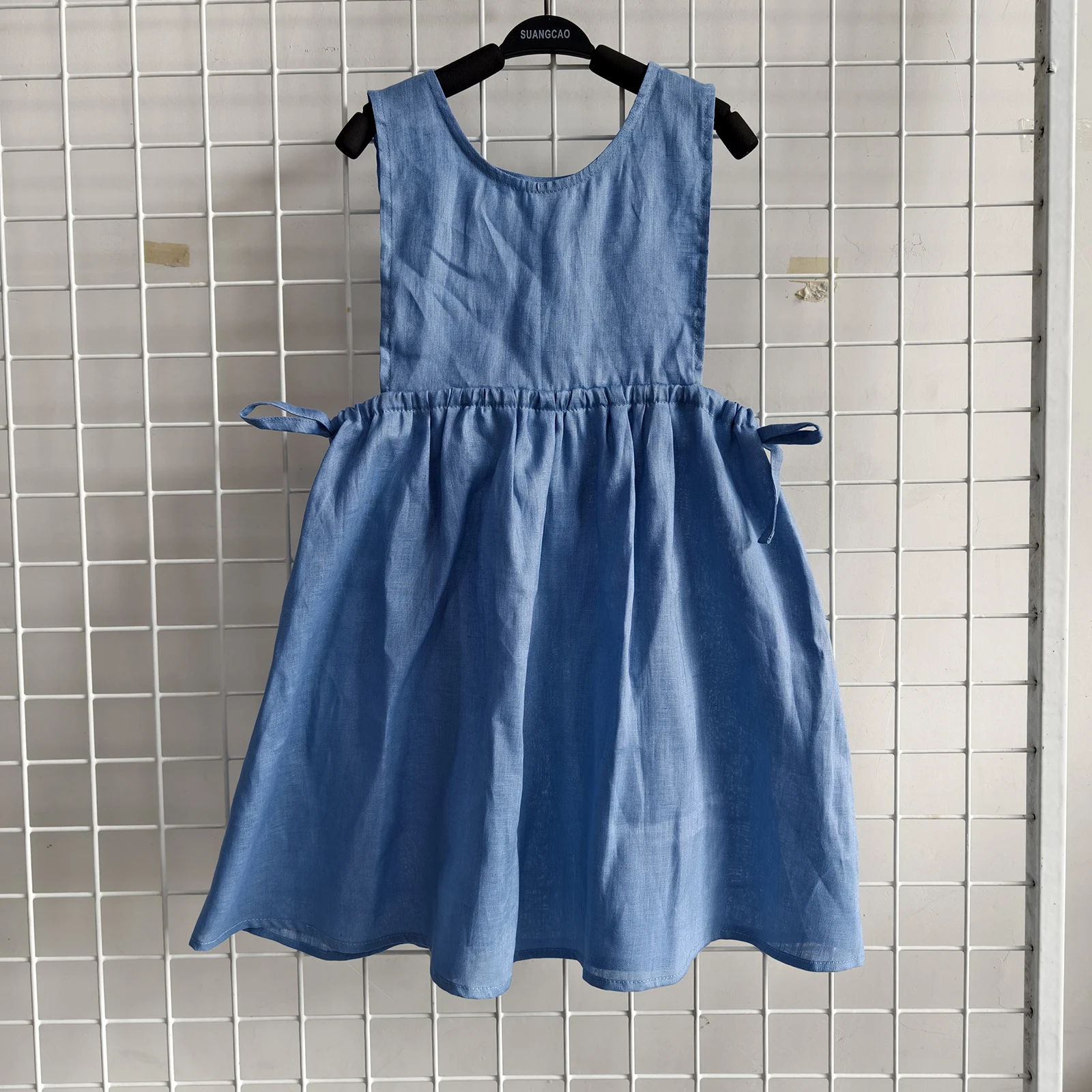 Customized Toddler Baby Girl Summer 100% Linen Dresses Sleeveless with Adjustable Waistband Little Girls Beach Sundress - Image 2