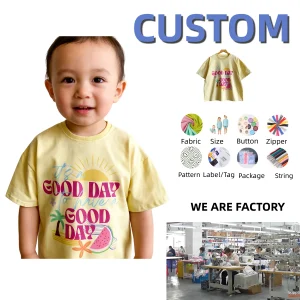 OEM Baby Tops  Fashionable & Trendy Kids' T-Shirt - 100% Breathable Cotton, Lightweight Energetic Design for Summer