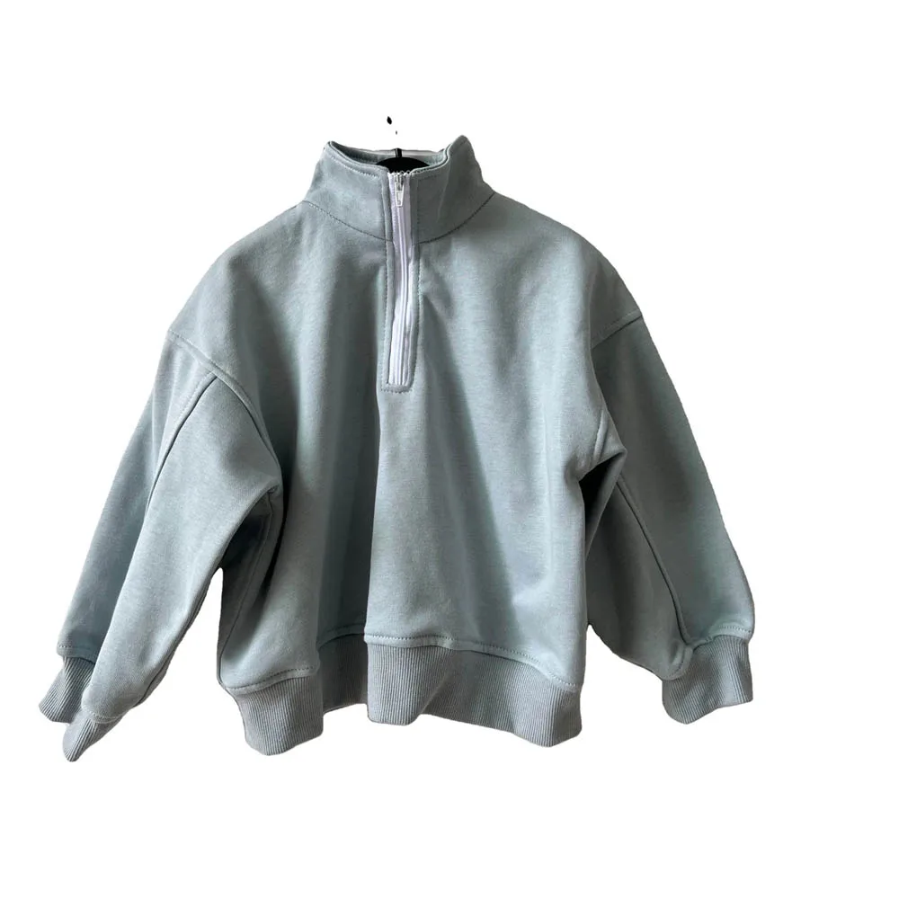 Custom Baby Clothing Solid Casual Long Sleeves Zipper with Pockrtr French Terry Baby Sweatshirt - Image 6