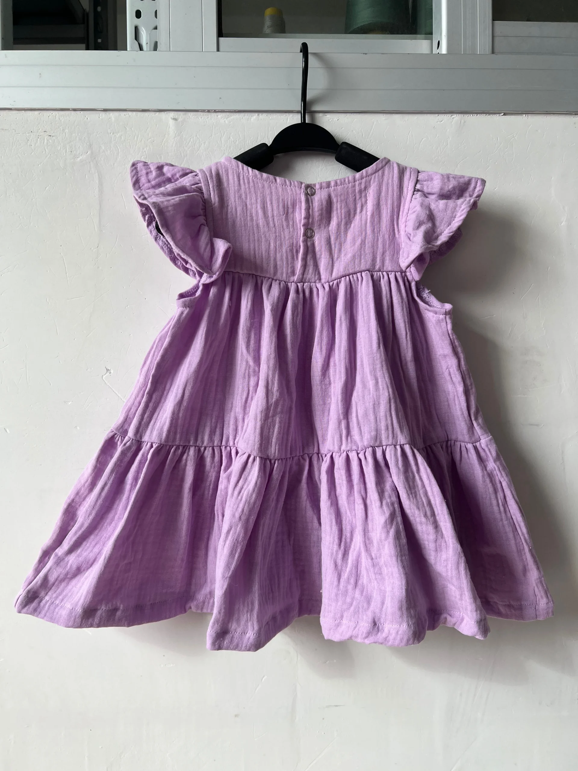 Summer Girl's Ruffled Flying Sleeve Pleat Stitching Rotating Dress Hem Sweet Girl Layered Fluffy Dress - Image 3