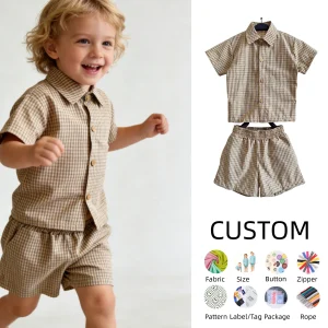OEM Baby Clothing Baby Boy Summer Clothes Toddler Infant Short Sleeve 100% Cotton T-Shirt Tops Casual Shorts Set 2Pcs Outfits