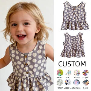 OEM Baby Tops Toddlers and Kids 100% Cotton Sleeveless Tank Top  for Girls
