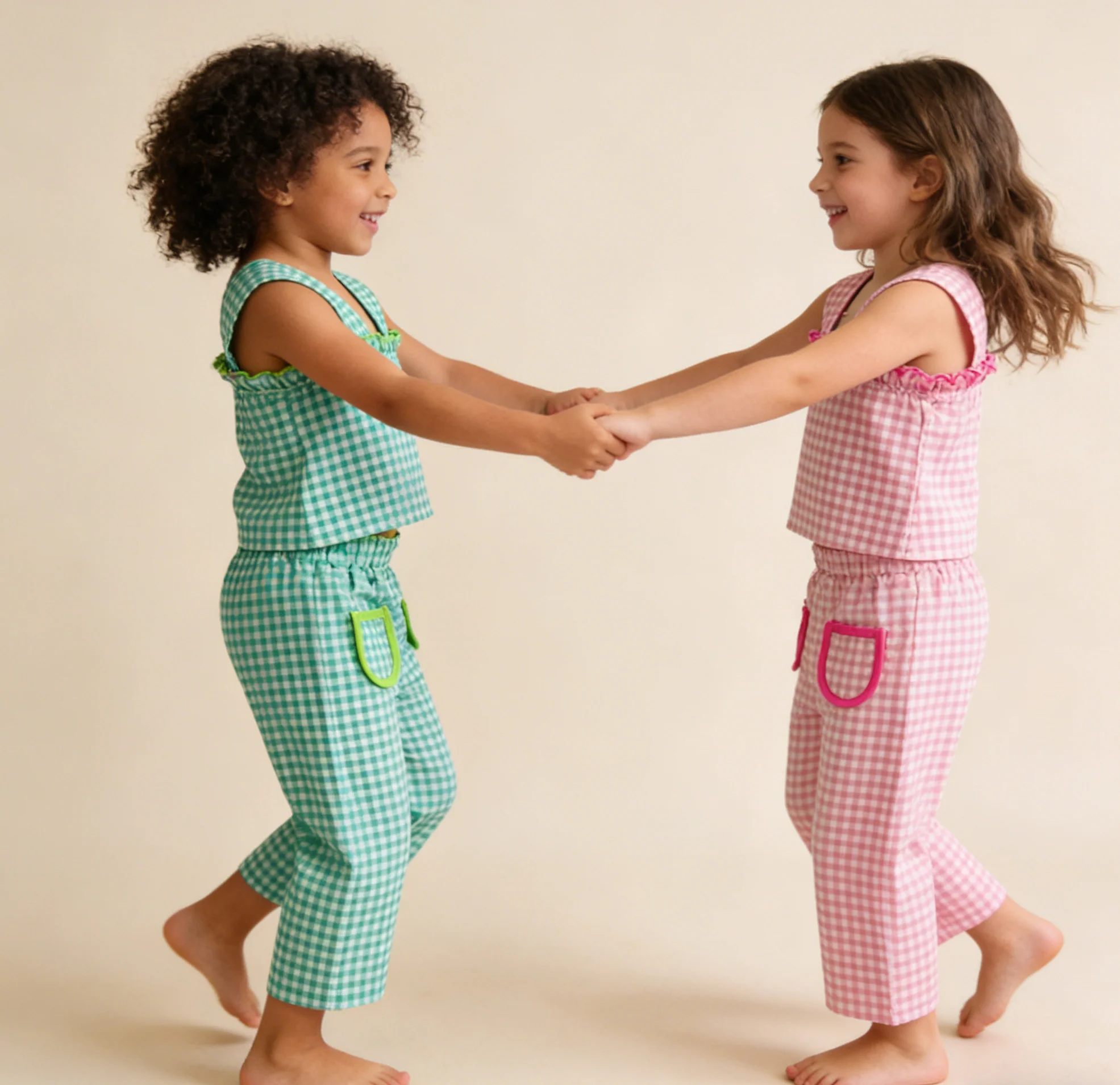 Baby Clothing Set Kids Clothes Set Casual Two-Piece Baby Summer Clothes Sleeveless T-Shirt Pants Cotton Checkered Girls' Set - Image 4