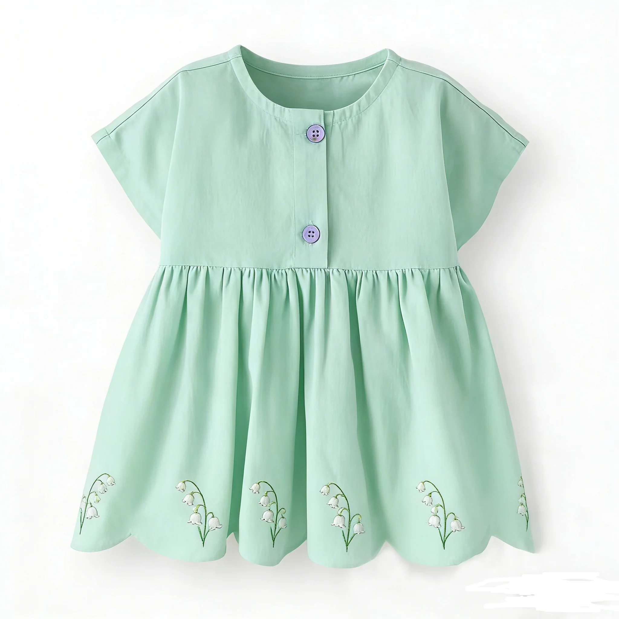 Summer Baby Dress Girls' Twill Cotton Fabric Dress with Short Sleeves Girls Princess Dress Suitable for Children Aged 0-8T - Image 5