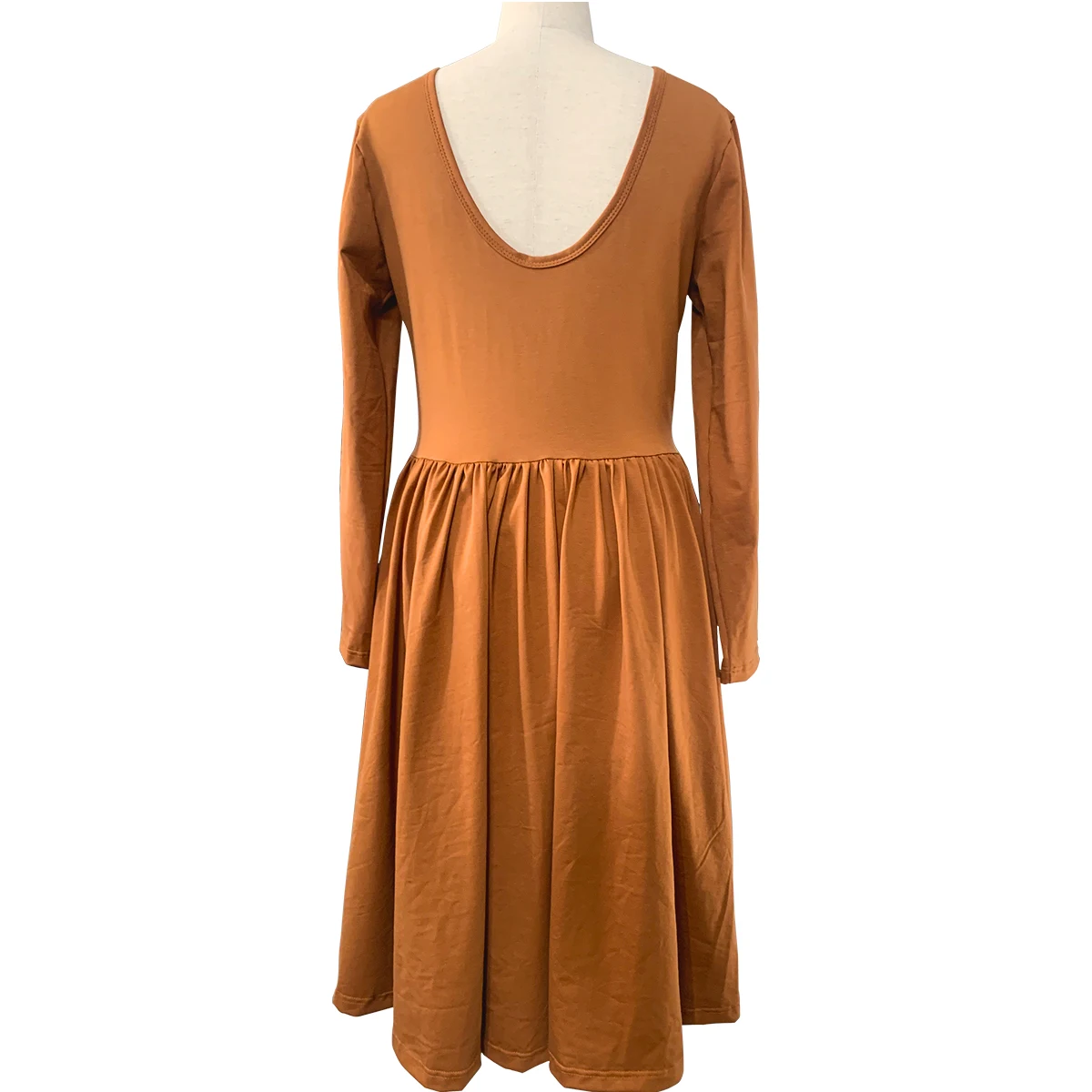 Custom Mommy and Daughter Autumn Knitted Cotton Long Sleeve Solid Casual Daily Match Dresses - Image 4