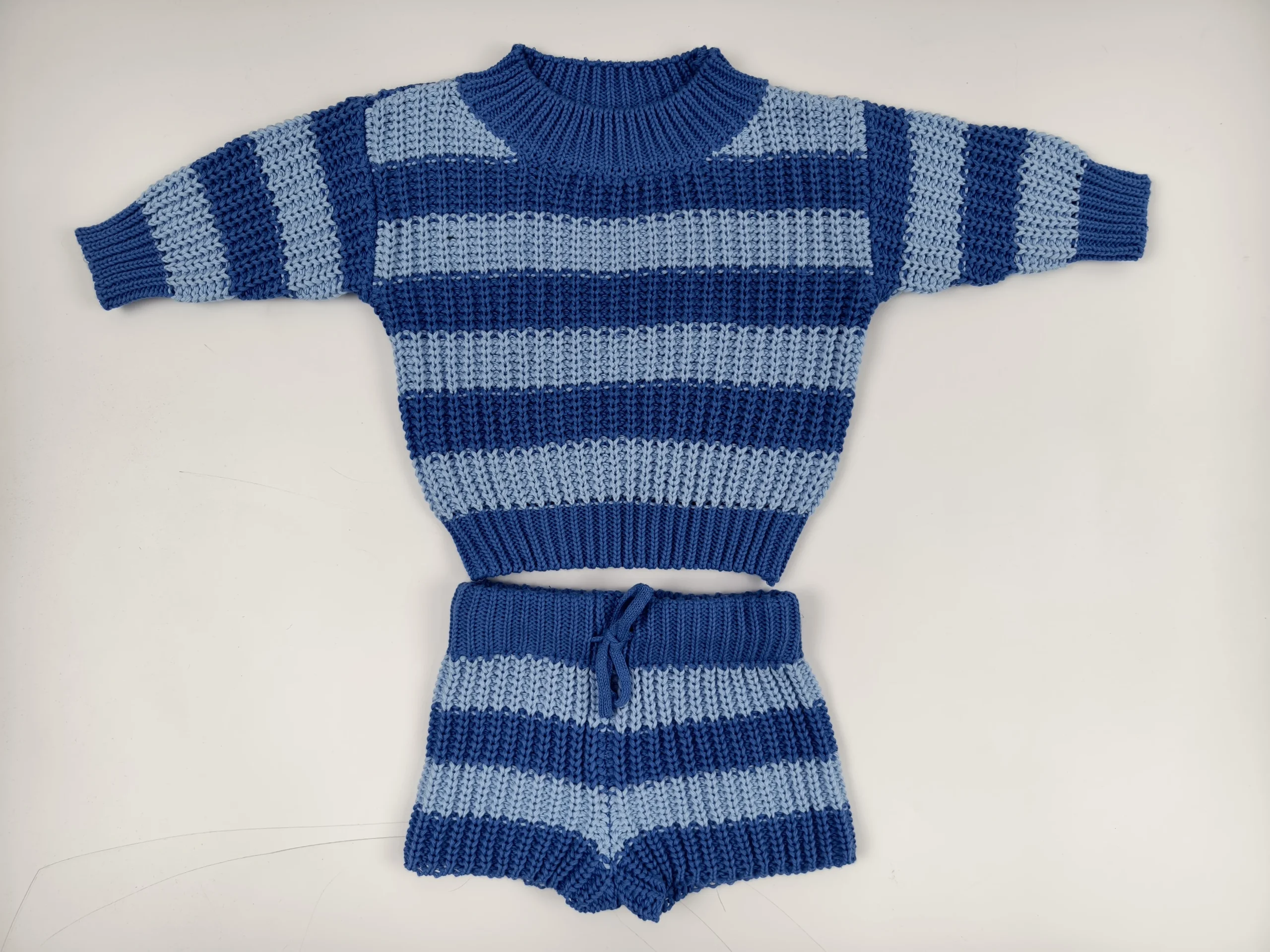 Fall and Winter Custom 100% Cotton Cotton Baby Sweater Set Winter Long Sleeve Chunky Pullover and Shorts Kids Knit Set - Image 6