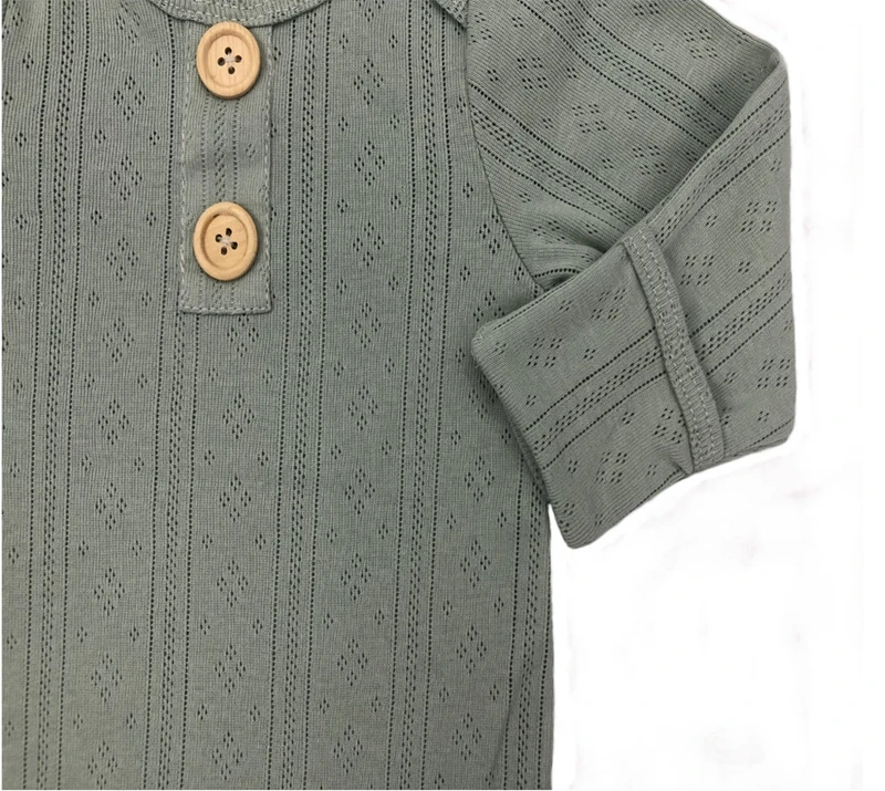 Wholesale Infant Baby Cotton Knotted Gown Pajamas Long Fold Newborn Baby Jacquard Ribbed Sleeping Bag - Image 6