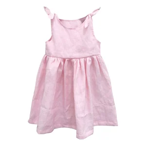 2024 Wholesale Summer Kids Girls Custom Cotton and Linen Dress Toddler Lounger Kids Clothing