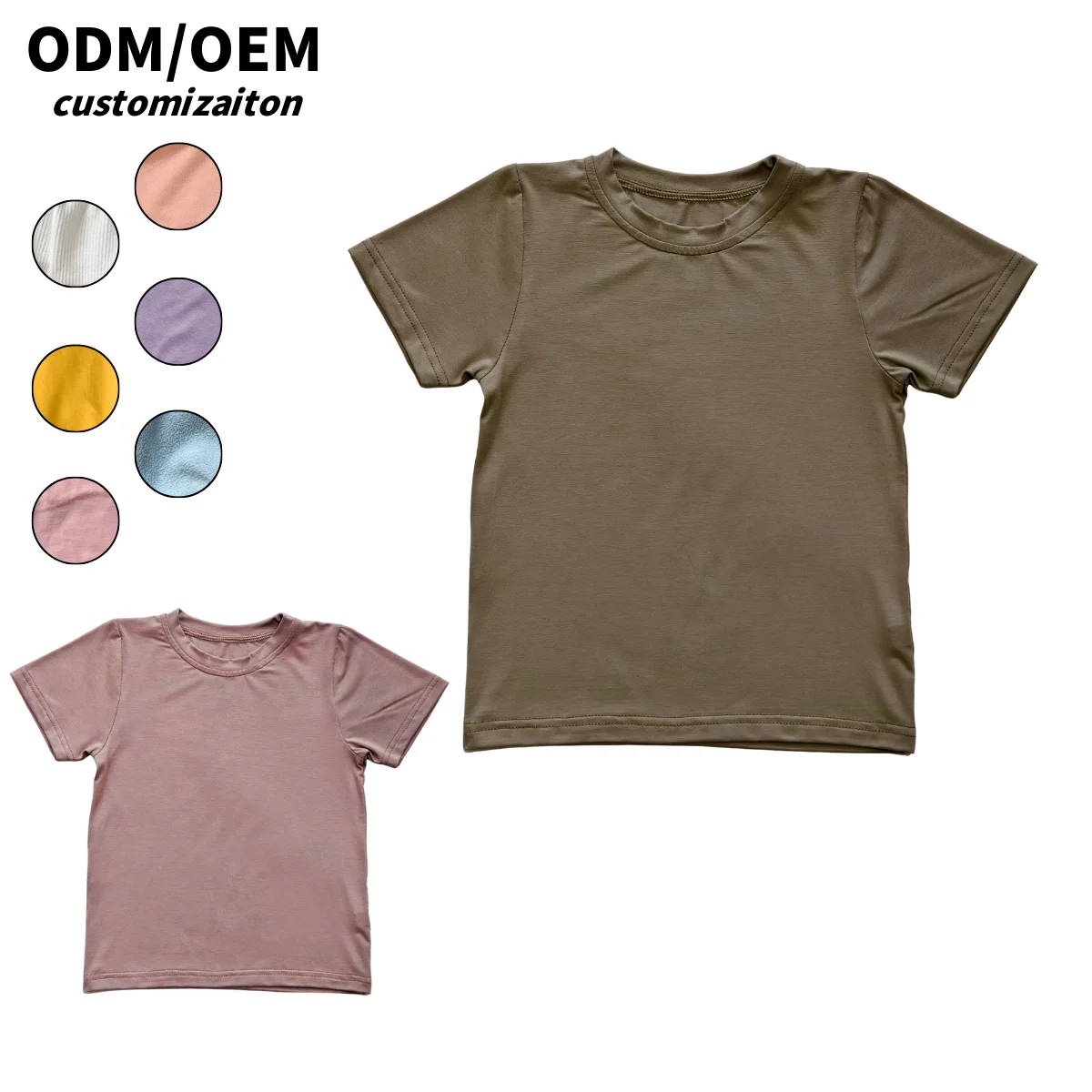 Customized Kids' Bamboo Fiber T-Shirt Short-Style Design Lively and Cool Breathable and Lightweight for Energetic Babies